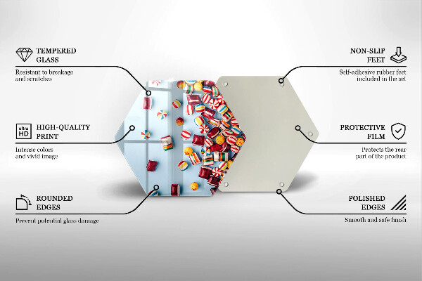 Tabla de cortar de vidrio Caramelos de colores