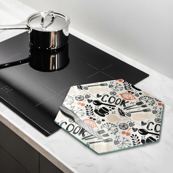 Tabla de cortar de vidrio Motivo de cocina de dibujos animados