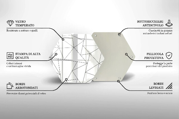 Tabla de cortar de vidrio Triángulos blancos