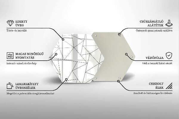 Tabla de cortar de vidrio Triángulos blancos