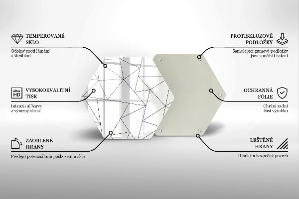 Tabla de cortar de vidrio Triángulos blancos