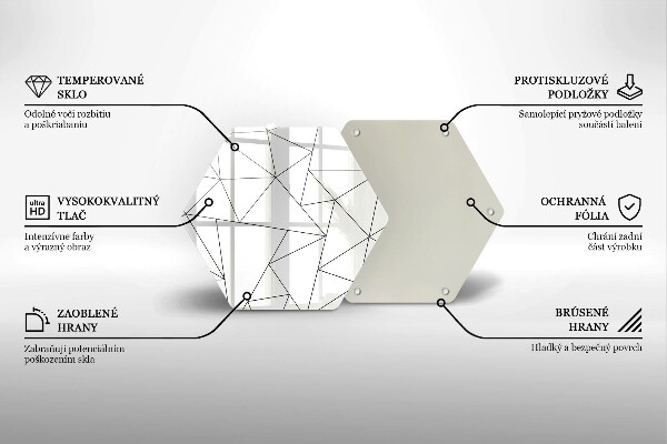 Tabla de cortar de vidrio Triángulos blancos