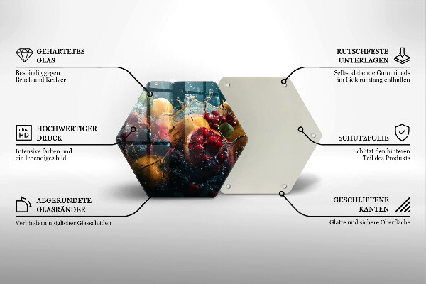 Tabla de cortar de vidrio Frutas en agua