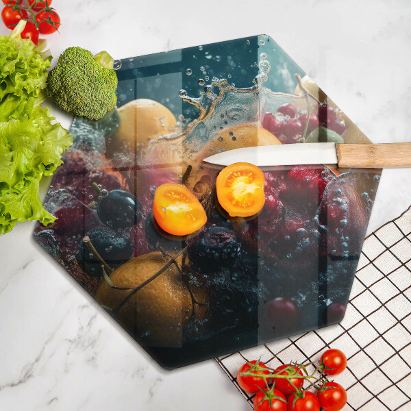 Tabla de cortar de vidrio Frutas en agua