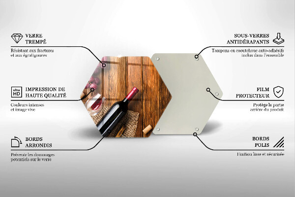 Tabla de cortar de vidrio Una botella de vino tinto