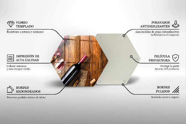 Tabla de cortar de vidrio Una botella de vino tinto