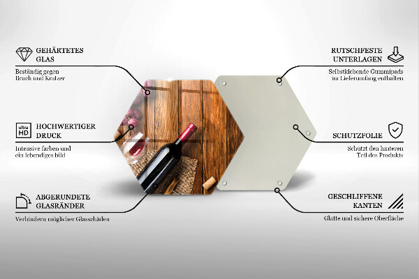 Tabla de cortar de vidrio Una botella de vino tinto