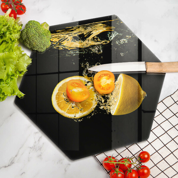 Tabla de cortar de vidrio Fruta jugosa de limón