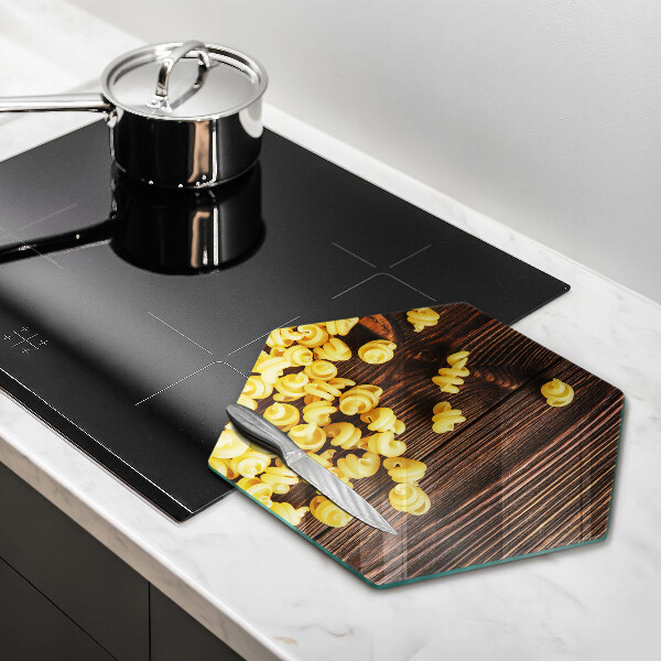 Tabla de cortar de vidrio Pasta en la mesa