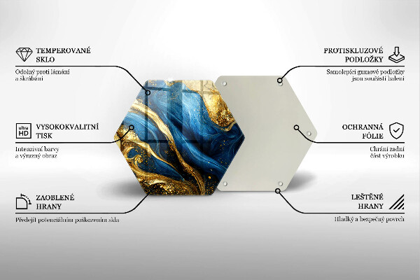 Tabla de cortar de vidrio Mármol azul y dorado