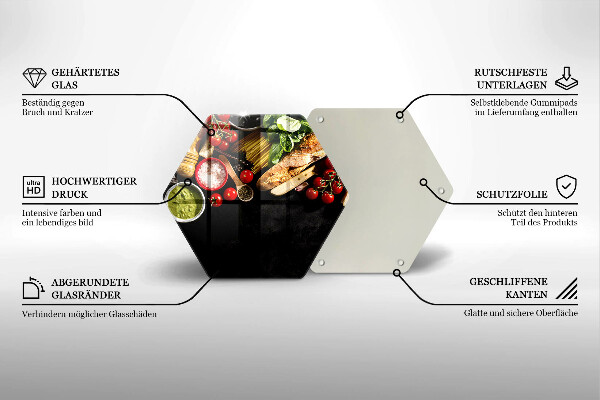 Tabla de cortar de vidrio Ingredientes y especias italianas