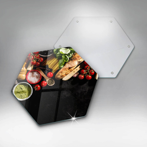 Tabla de cortar de vidrio Ingredientes y especias italianas