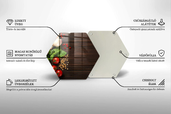 Tabla de cortar de vidrio Verduras en la mesa