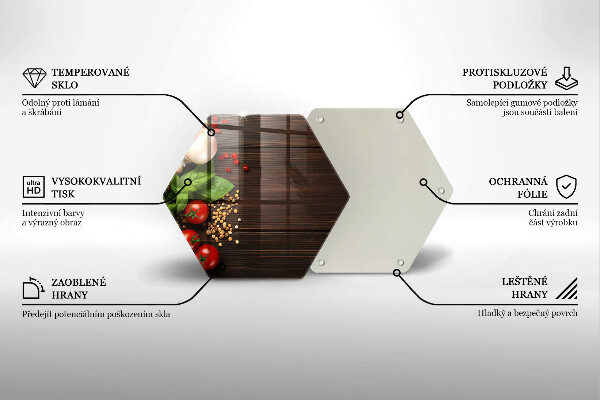 Tabla de cortar de vidrio Verduras en la mesa