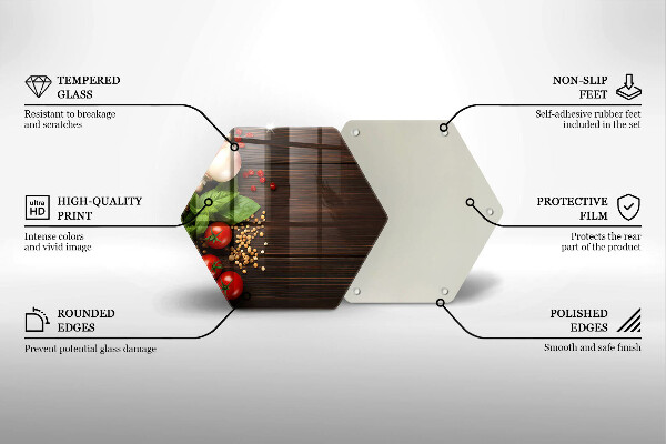Tabla de cortar de vidrio Verduras en la mesa