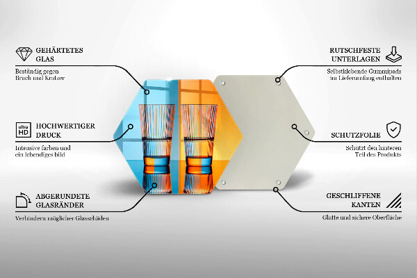 Tabla de cortar de vidrio Dos vasos de agua