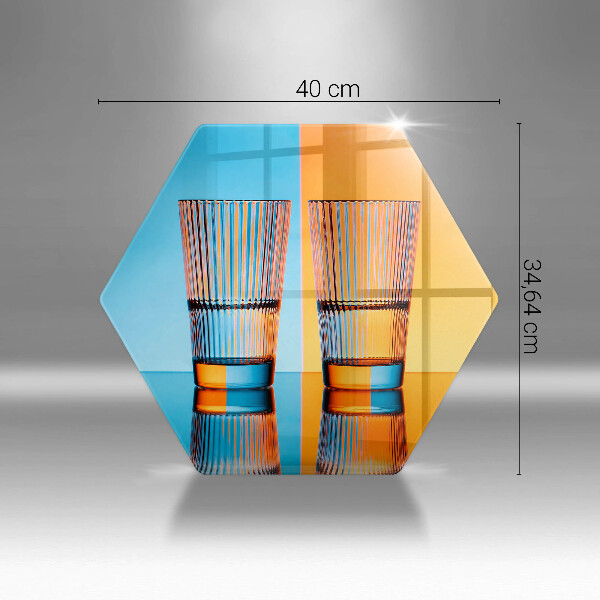 Tabla de cortar de vidrio Dos vasos de agua