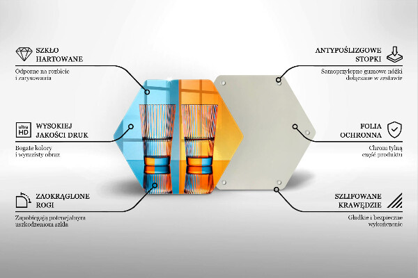 Tabla de cortar de vidrio Dos vasos de agua