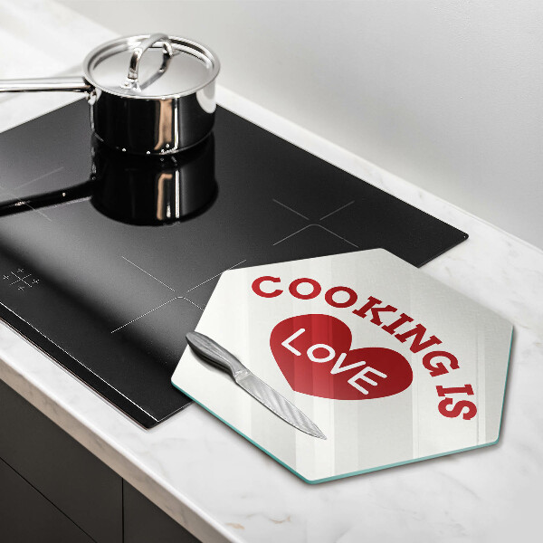 Tabla de cortar de vidrio Cooking is love