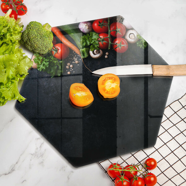 Tabla de cortar de vidrio Verduras coloridas