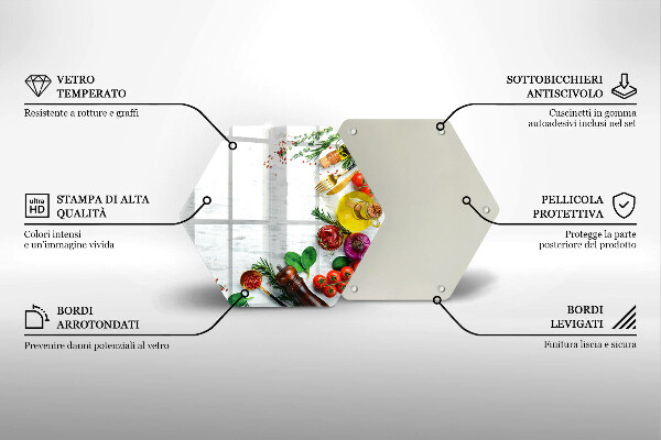 Tabla de cortar de vidrio Verduras y especias