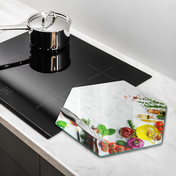 Tabla de cortar de vidrio Verduras y especias