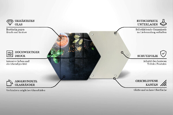 Tabla de cortar de vidrio Tazones de especias