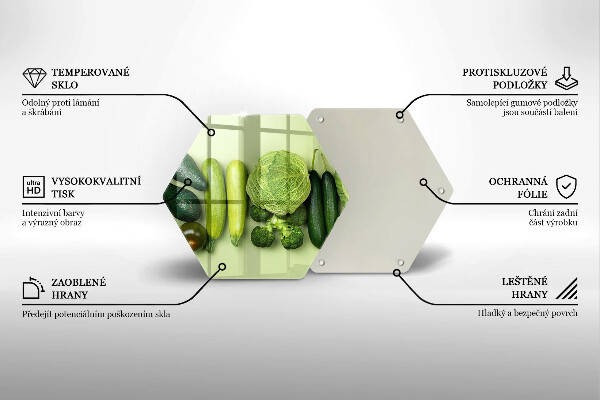 Tabla de cortar de vidrio Frutas y verduras verdes