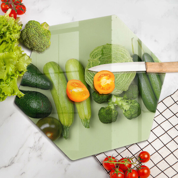 Tabla de cortar de vidrio Frutas y verduras verdes