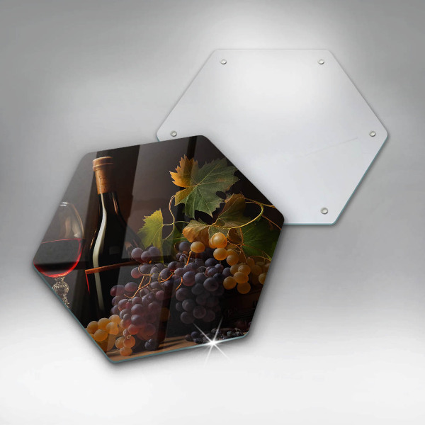 Tabla de cortar de vidrio Copa de vino y uvas