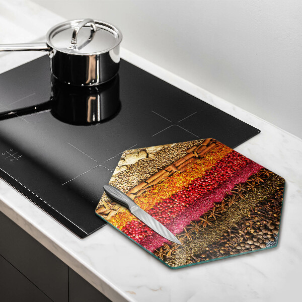 Tabla de cortar de vidrio Especias coloridas