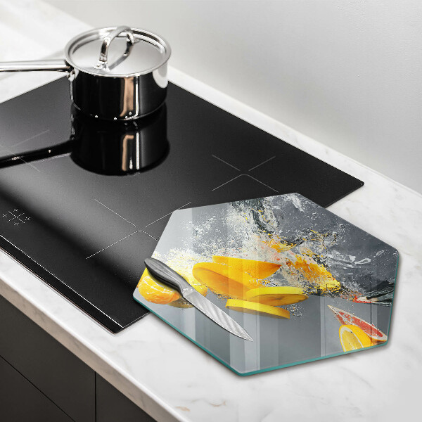 Tabla de cortar de vidrio Limones en agua