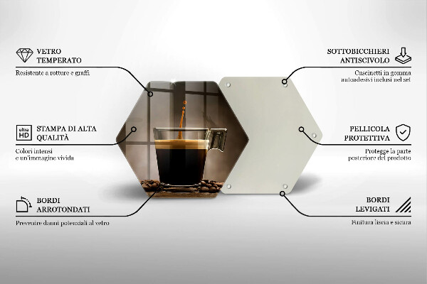 Tabla de cortar de vidrio Vidrio y granos de café