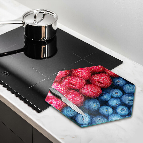 Tabla de cortar de vidrio Frutas de frambuesa y arándanos