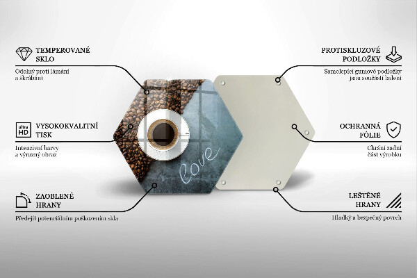 Tabla de cortar de vidrio Granos de café y taza