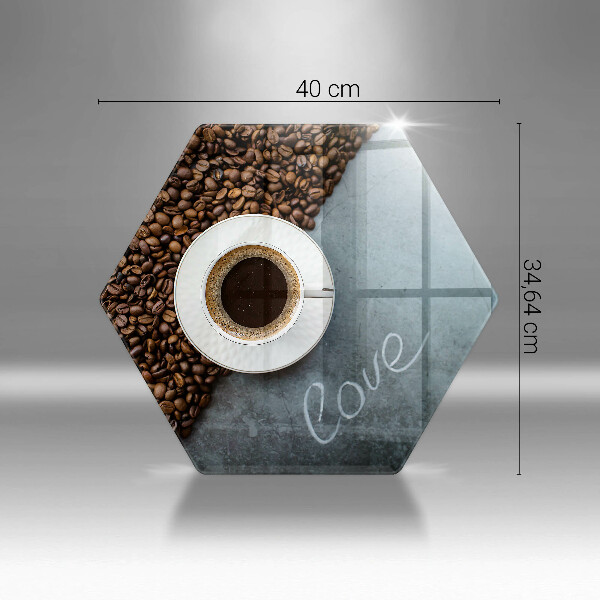 Tabla de cortar de vidrio Granos de café y taza