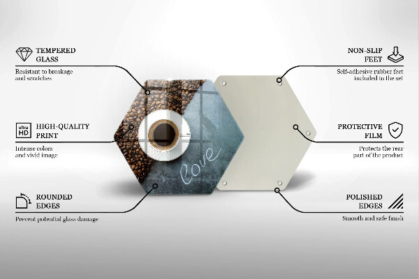 Tabla de cortar de vidrio Granos de café y taza