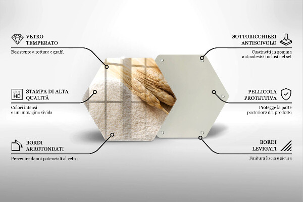 Tabla de cortar de vidrio Harina y espigas de grano