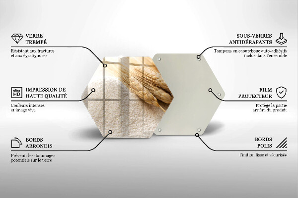 Tabla de cortar de vidrio Harina y espigas de grano