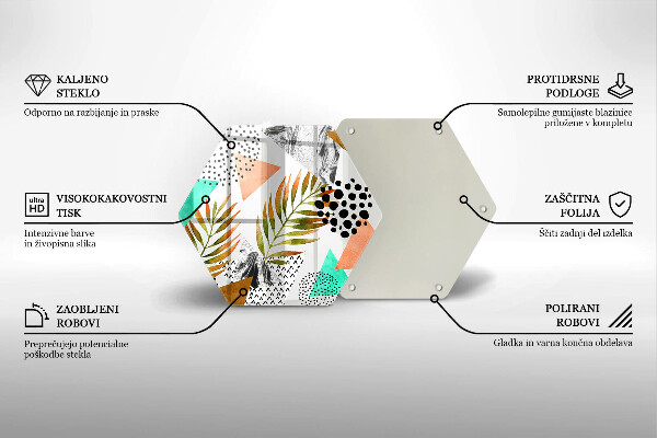 Tabla de cortar de vidrio Patrón de hojas boho