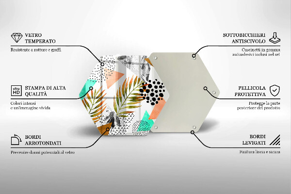 Tabla de cortar de vidrio Patrón de hojas boho