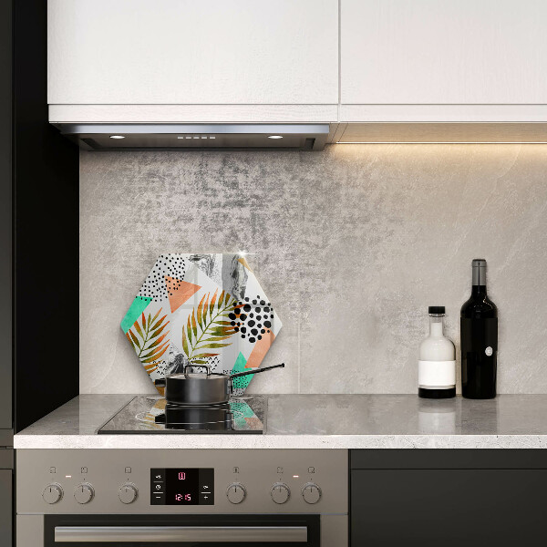 Tabla de cortar de vidrio Patrón de hojas boho