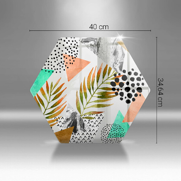 Tabla de cortar de vidrio Patrón de hojas boho