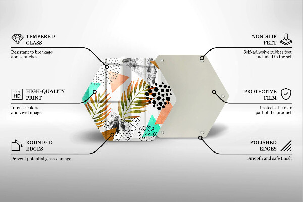 Tabla de cortar de vidrio Patrón de hojas boho