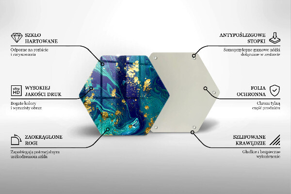 Tabla de cortar de vidrio Abstracción con oro