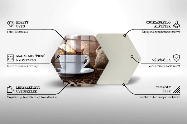 Tabla de cortar de vidrio Taza y granos de café