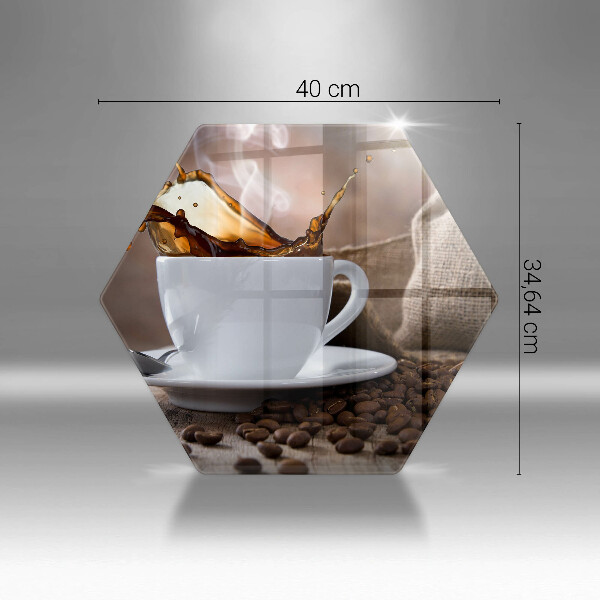 Tabla de cortar de vidrio Taza y granos de café