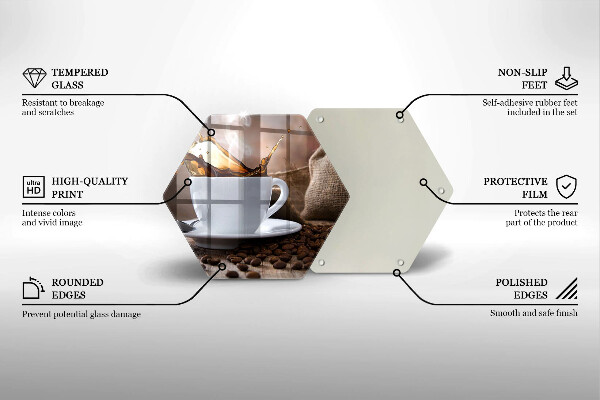 Tabla de cortar de vidrio Taza y granos de café