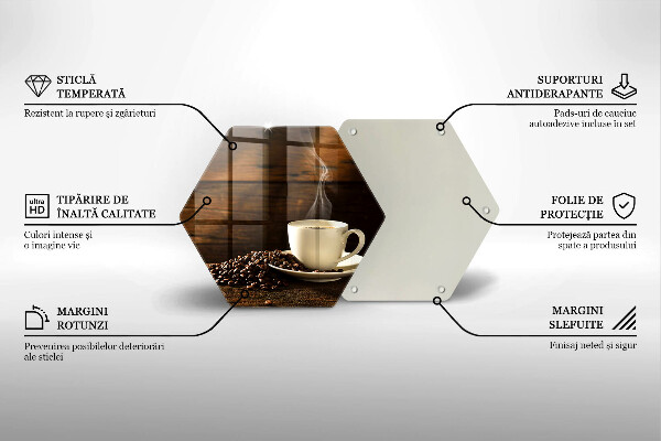 Tabla de cortar de vidrio Taza de café de madera