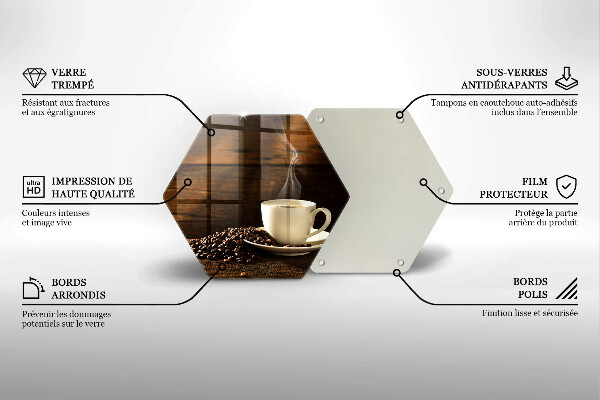 Tabla de cortar de vidrio Taza de café de madera